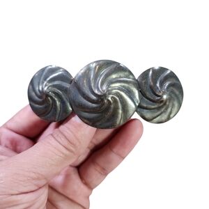 Vintage Tarnished Silver Swirl Circle Trio Hairclip